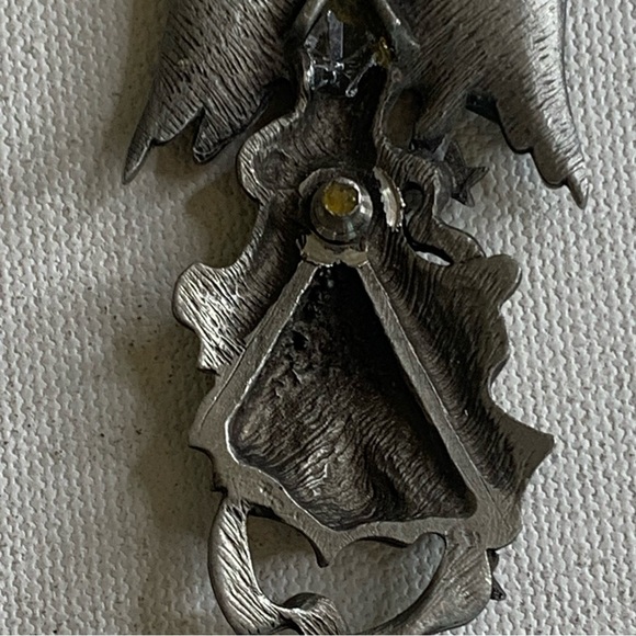 Large Pewter Angel Pendant Ornament Hanging Spiritual Guardian Angels Stars 3.5" - Picture 9 of 14